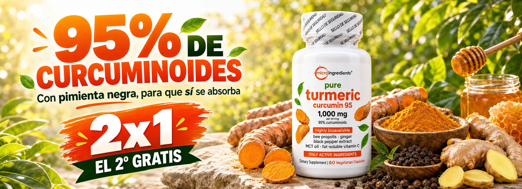 Cúrcuma con pimienta negra. 2x1 por CyberMonday. 60 cápsulas.