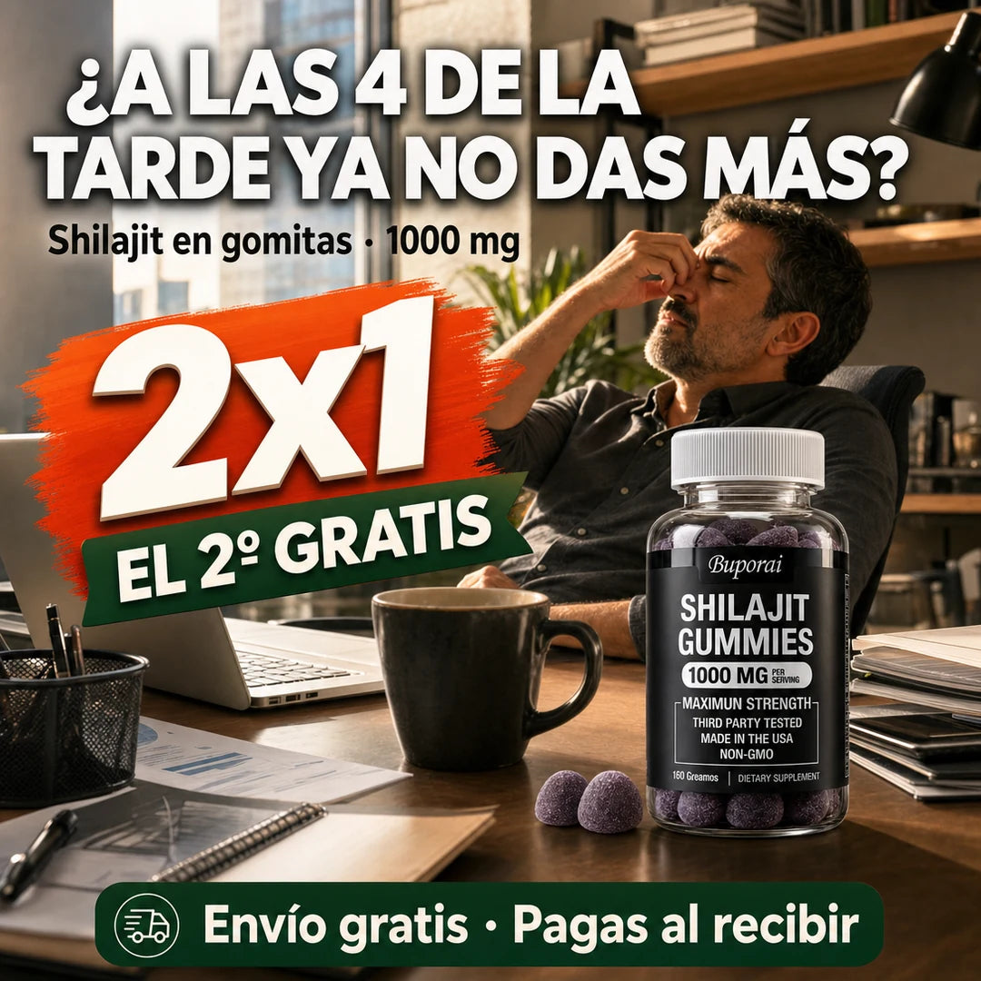 ¿A las 4 de la tarde ya no das más? Shilajit en gomitas, 1000 mg. 2x1.